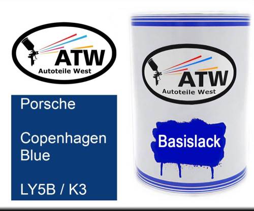 Porsche, Copenhagen Blue, LY5B / K3: 500ml Lackdose, von ATW Autoteile West.